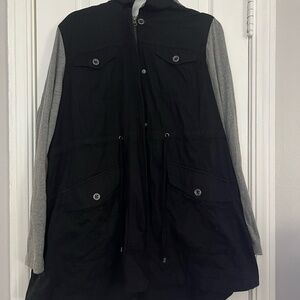 Torrid Black Twill & Grey Jersey Drawstring Anorak-- size 2